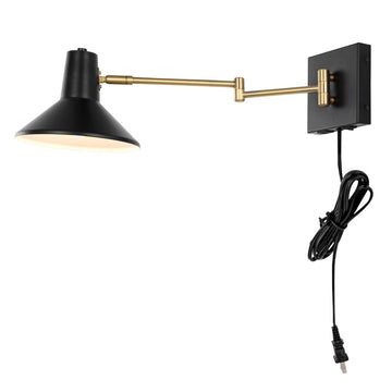 Hygge 16" Swing Arm Modern Midcentury Iron USB Charging Port LED Sconce - JONATHAN Y
